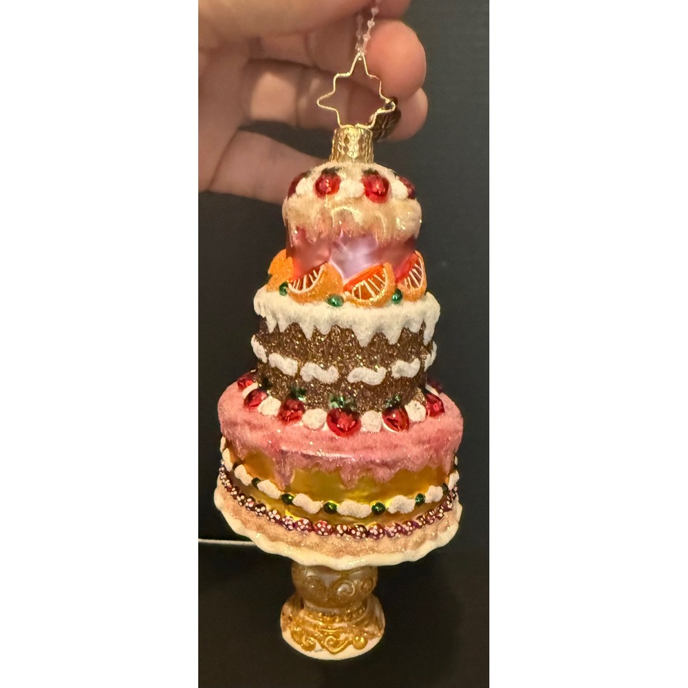 Christopher Radko Berry Sweet Cake Christmas Ornament  Fruit Tiered Glass READ‎
